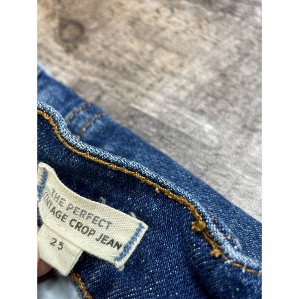 Madewell Women 25 The Perfect Crop Blue Jeans High Rise Stretch Raw Hem - Picture 6 of 6